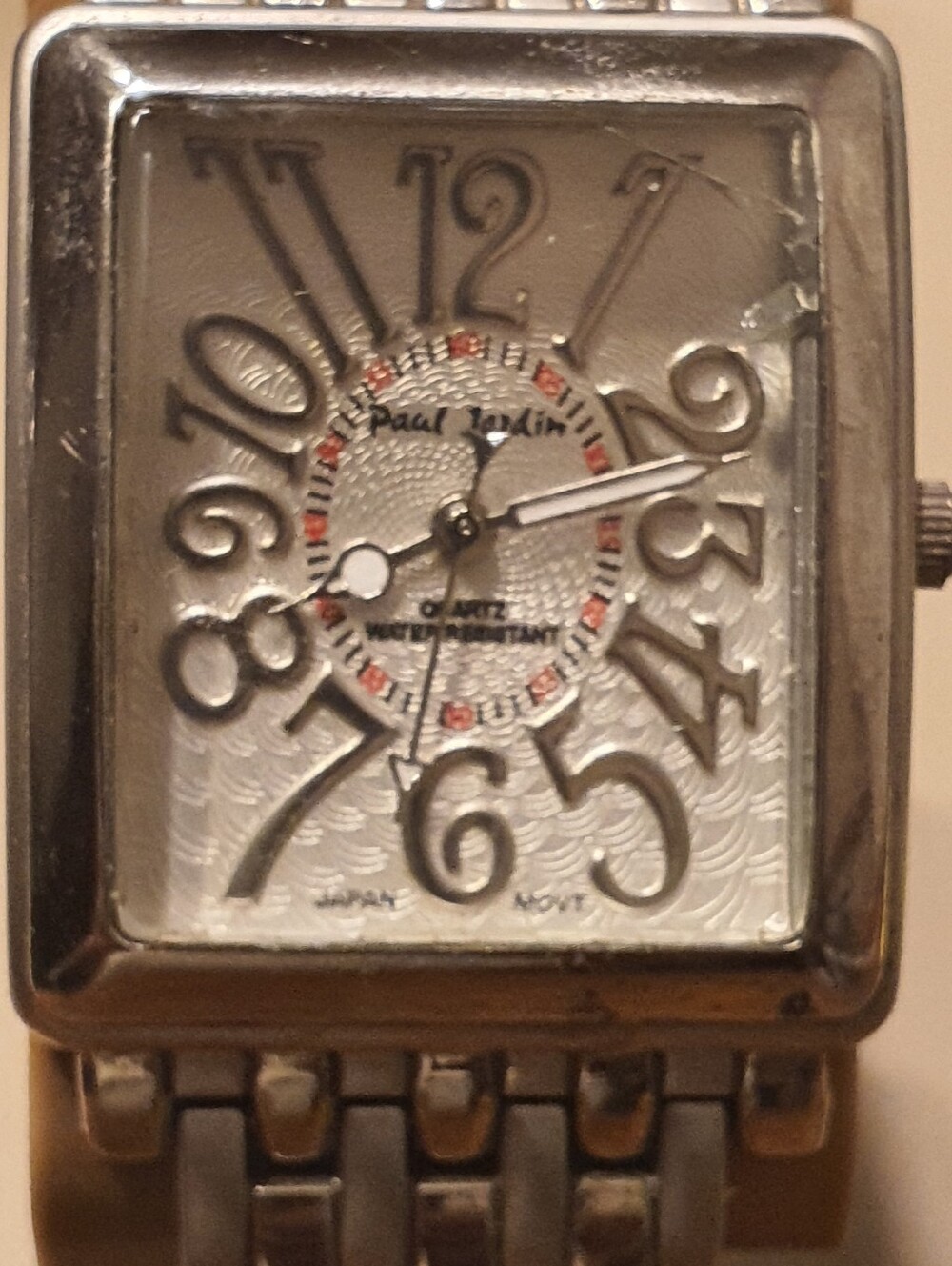 Paul Jardin Silver Stainless Steel Men's Tank Watch